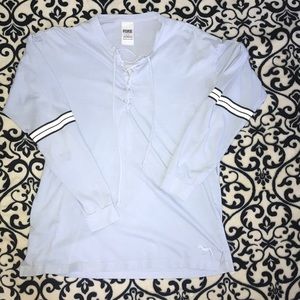 PINK lace up front tee